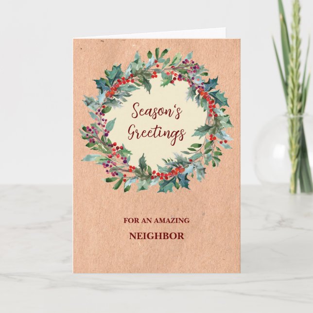 Rustic Neighbor Christmas Holiday Card (Front)
