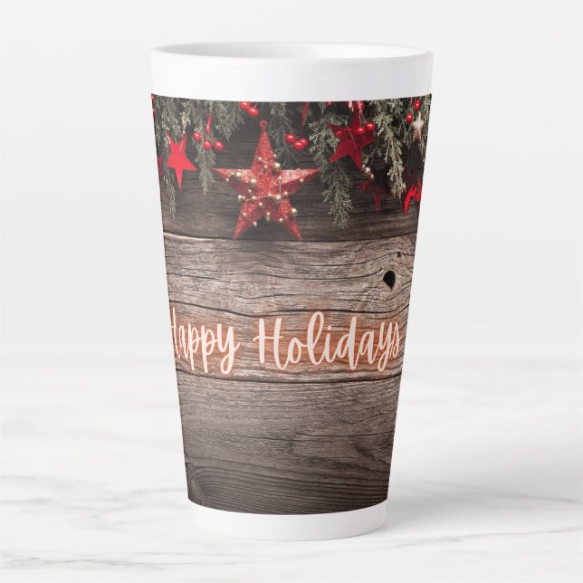 Rustic Neon Happy Holidays   Latte Mug (Front)