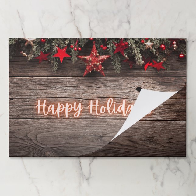 Rustic Neon Happy Holidays Placemat Pad (Folded)