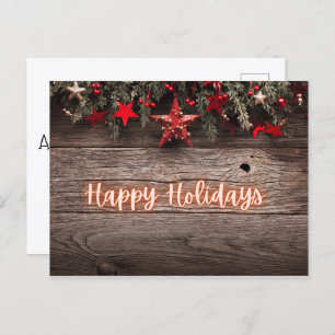 Rustic Neon Happy Holidays Postcard