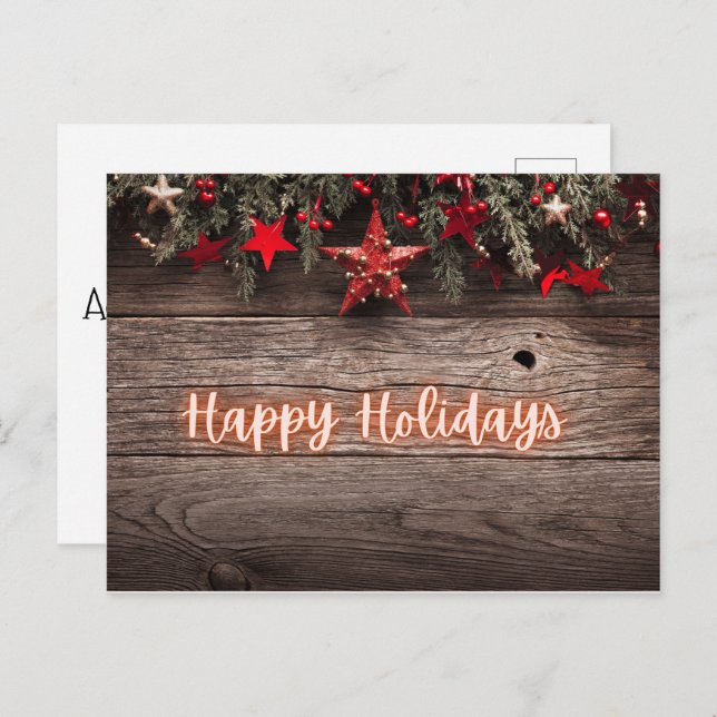 Rustic Neon Happy Holidays   Postcard (Front/Back)