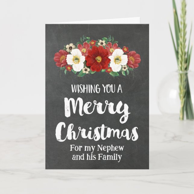 Rustic Nephew & Family Merry Christmas Card (Front)