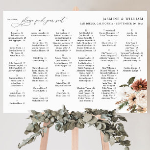 Rustic Neut Boho Floral Alphabetical Seating Chart Foam Board