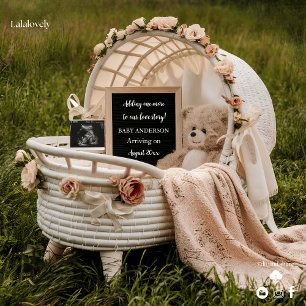 Rustic Neutral Baby Reveal pregnancy announcement