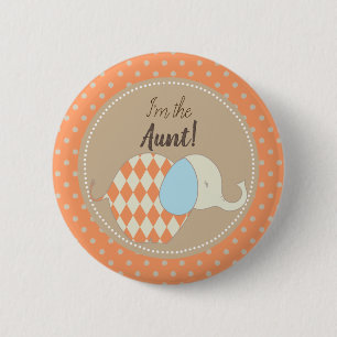 Rustic Neutral Baby Shower I'm the Aunt Family Pinback Button