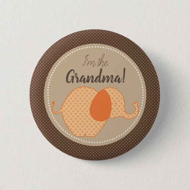 Rustic Neutral Baby Shower I'm the Grandma Family Button (Front)