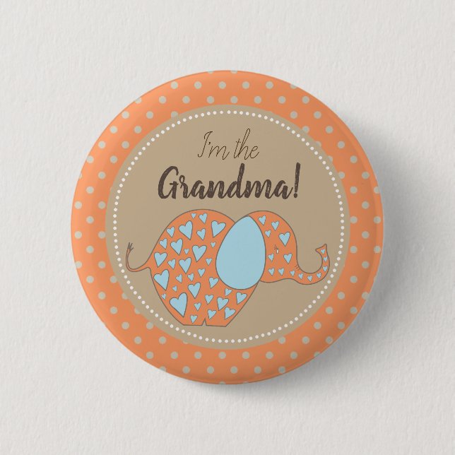 Rustic Neutral Baby Shower I'm the Grandma Family Pinback Button (Front)