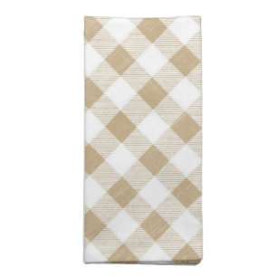 Rustic Neutral Beige Gingham Buffalo Plaid Cloth Napkin