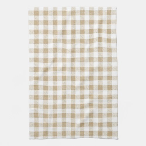 Rustic Neutral Beige Gingham Buffalo Plaid Kitchen Towel