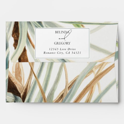 Rustic Neutral Boho Botanical Wedding 5x7 Invite Envelope