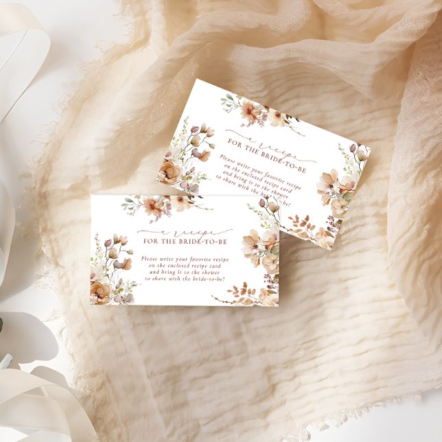 Rustic Neutral Boho Floral Bridal Recipe Request Enclosure Card (Creator Uploaded)