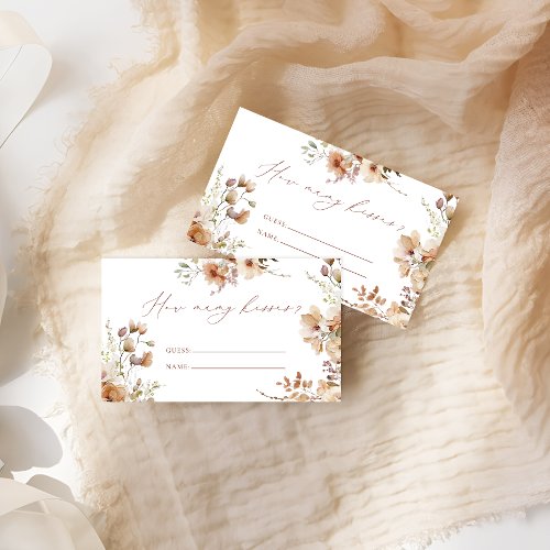 Rustic Neutral Boho Floral How Many Kisses Game Enclosure Card