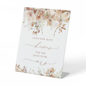 Rustic Neutral Boho Floral How Many Kisses  Pedestal Sign