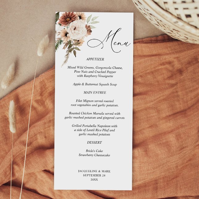 Rustic Neutral Boho Floral Menu  (Creator Uploaded)