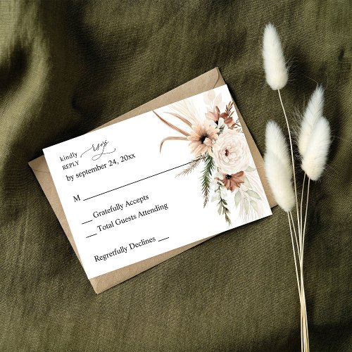 Rustic Neutral Boho Floral no Meal RSVP 2