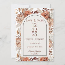 Rustic Neutral Boho Floral Save The Dates