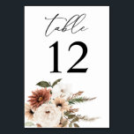 Rustic Neutral Boho Floral Table Number<br><div class="desc">Dress up your wedding or party tables with your Rustic Neutral Boho Floral Table Number Card.</div>