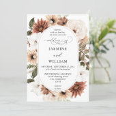 Rustic Neutral Boho Floral Wedding Invitation (Standing Front)