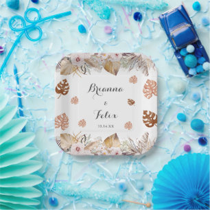 Rustic Neutral Boho Wedding Paper Plates