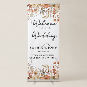 Rustic Neutral Botanical Elegant Wedding Retractable Banner