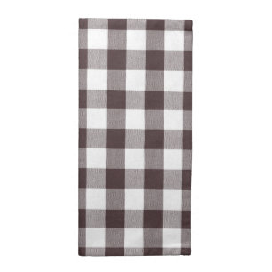 Rustic Neutral Brown White Gingham Buffalo Plaid Cloth Napkin