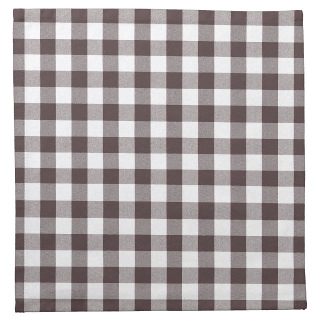 Rustic Neutral Brown White Gingham Buffalo Plaid  Cloth Napkin (Front)