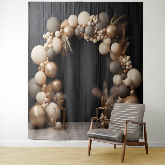 Rustic Neutral Colors Balloon Arch Hanging Tapestry (In Situ)