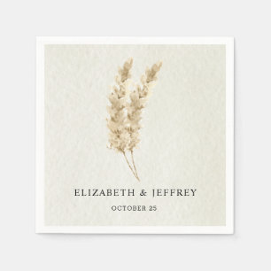 Rustic Neutral Earthy Boho Pampas Grass Wedding Napkins