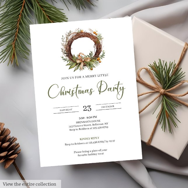 Rustic Neutral Earthy Cozy Watercolor Minimalist  Invitation (Rustic Neutral Earthy Cozy Watercolor Minimalist Christmas Party)