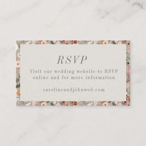 Rustic Neutral Earthy Floral Boho Wedding RSVP Enclosure Card