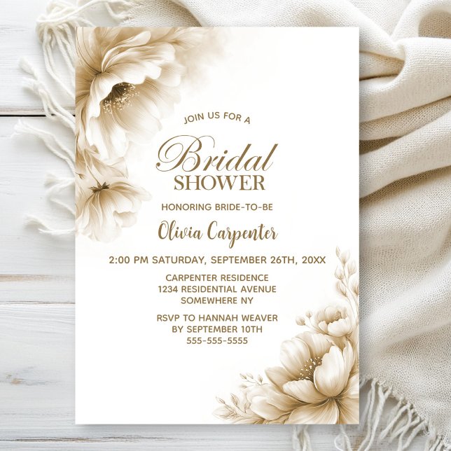 Rustic Neutral Floral Bridal Shower Invitation (Creator Uploaded)