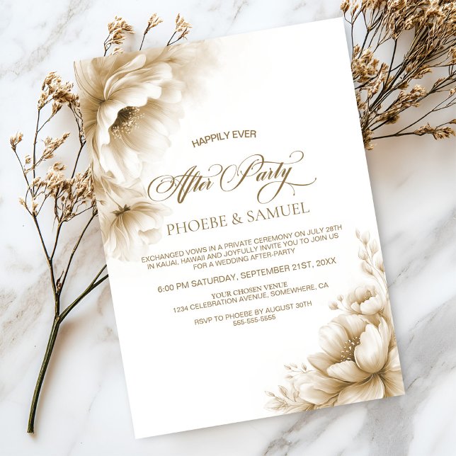 Rustic Neutral Floral Wedding After Party Invitation (Creator Uploaded)