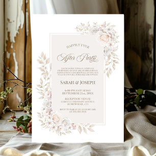 Rustic Neutral Floral Wedding After Party Invitation