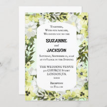 Rustic Neutral Floral Wedding Invitation