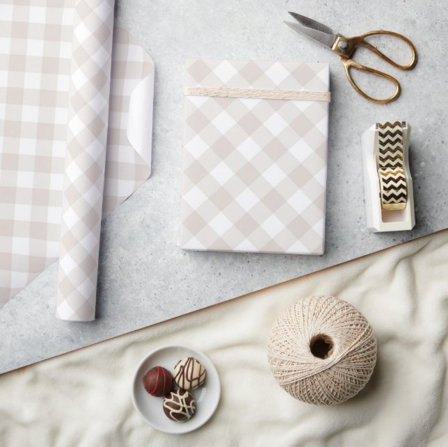 Rustic Neutral  Gingham Checks  Wrapping Paper (Crafts)