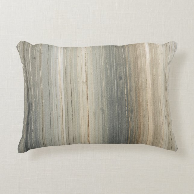 Rustic Neutral Gray Brown Abstract Stripe Accent Pillow (Front)
