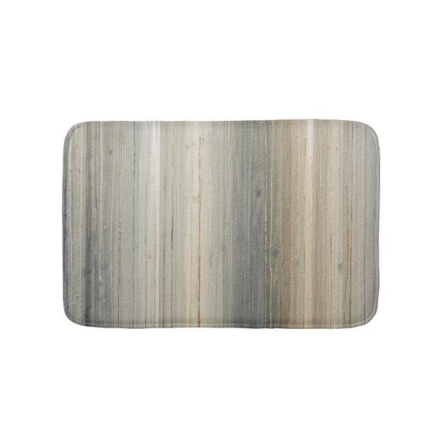 Rustic Neutral Gray Brown Abstract Stripe Bath Mat (Front)
