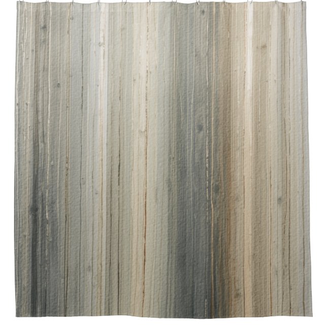 Rustic Neutral Gray Brown Abstract Stripe Shower Curtain (Front)