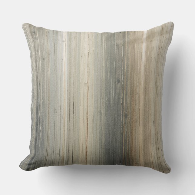 Rustic Neutral Gray Brown Abstract Stripe Throw Pillow (Front)