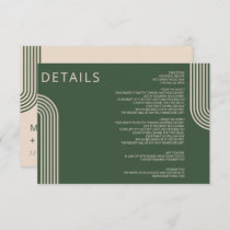 Rustic Neutral Green Arched Modern Wedding Enclosure Card