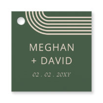 Rustic Neutral Green Arched Modern Wedding Favor Tags