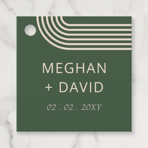 Rustic Neutral Green Arched Modern Wedding Favor Tags