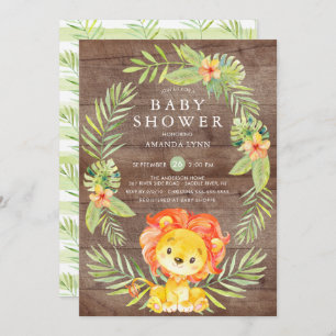 Rustic Neutral Lion Baby Shower Invitation