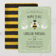 Rustic Neutral Mama to Bee Baby Drive-up Shower In Invitation