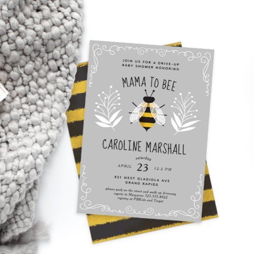 Rustic Neutral Mama to Bee Baby Drive_up Shower Invitation