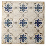 Rustic Neutral Navy Blue Ceramic Tile<br><div class="desc">Rustic faux texture of neutral colors & navy blue vintage pattern create a  farmhouse and cottage decor ceramic tile.  100% customer satisfaction with "Zazzle" every day.</div>