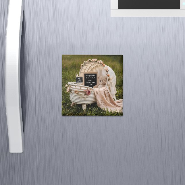 Rustic Neutral pregnancy announcement keepsake  Magnet (Creator Uploaded)