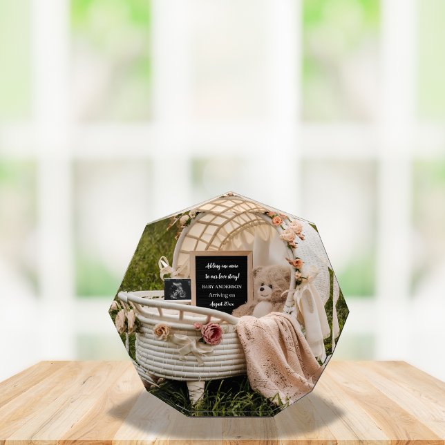 Rustic Neutral pregnancy announcement keepsake  Photo Block (Creator Uploaded)