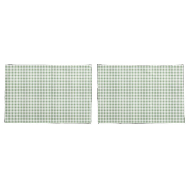 Rustic Neutral Sage Gingham Buffalo Plaid  Pillow Case (Back-Set)