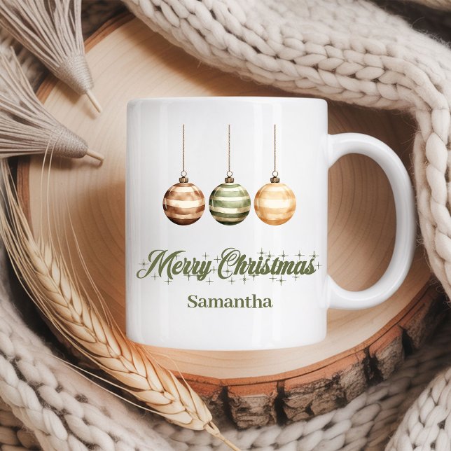 Rustic neutral Scandinavian style custom name Xmas Coffee Mug (Rustic neutral Scandinavian style custom name Christmas mug

)